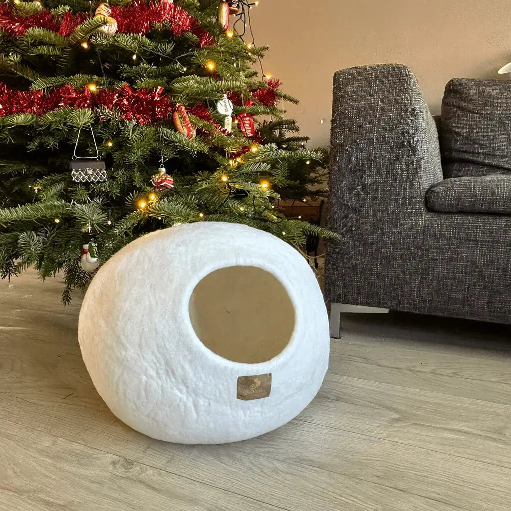 WoolNest Premium - handgemaakte wollen kattenmand