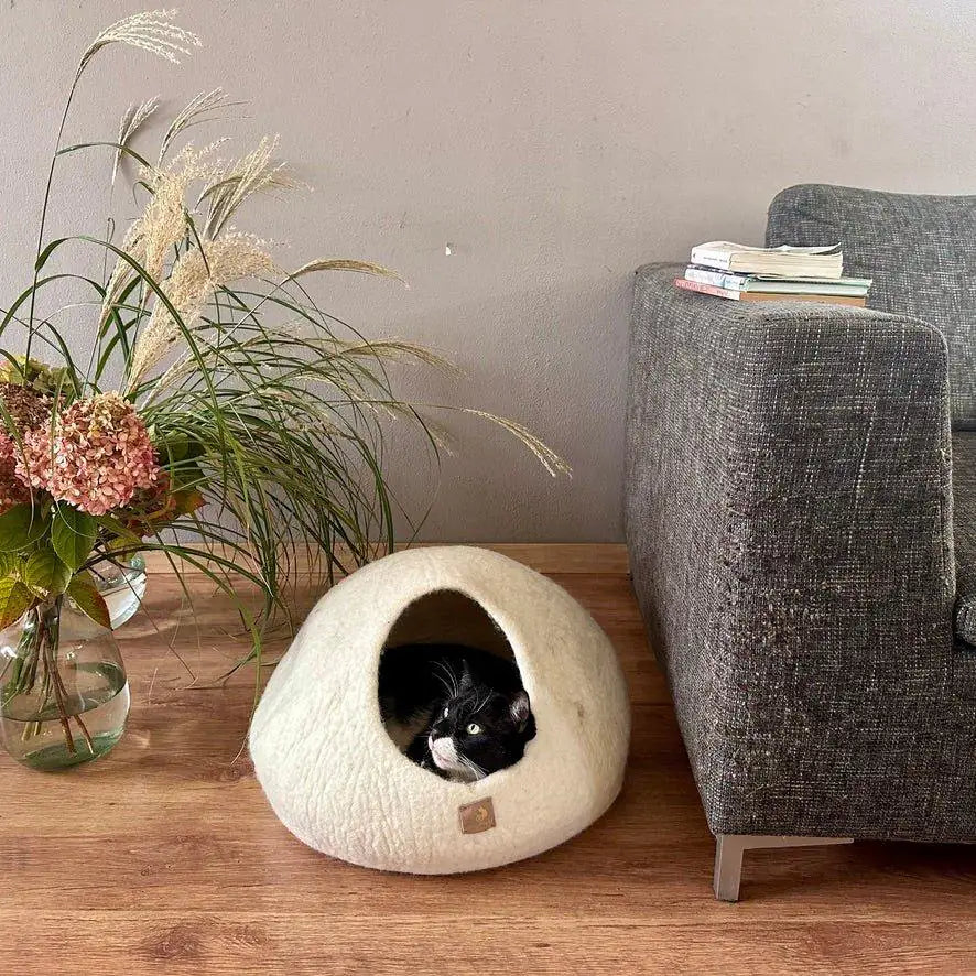 WoolNest Premium - handgemaakte wollen kattenmand
