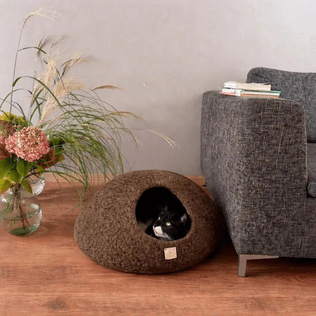 WoolNest Premium - handgemaakte wollen kattenmand